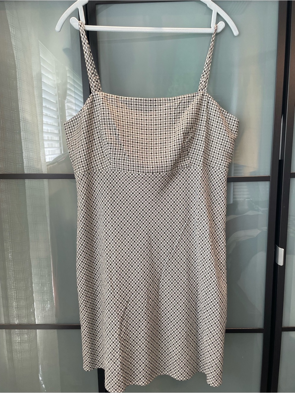NWOT GAP Cream and Black Check Mini Slip Dress